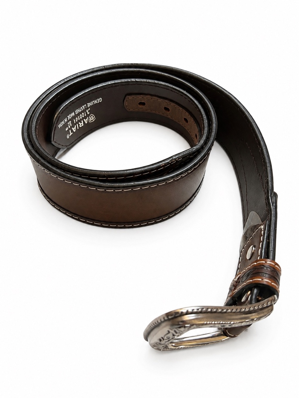 ARIAT Brown Floral Tooled Leather Western Belt A10401 Size 44 (Fits 42) -